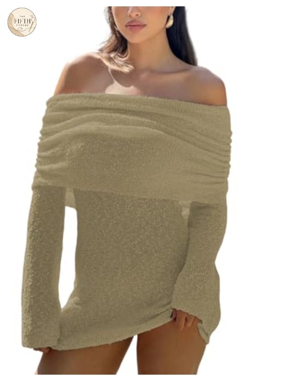 Off Shoulder Mini Bodycon Dress Long Sleeve Crochet Mesh Club Night Out